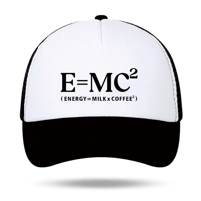 E=MC2 Energy Formula Print Foam Trucker Cap Funny Geek Style Mesh Hat Unisex Summer Outdoor Baseball Cap Snapback Gorras Bob
