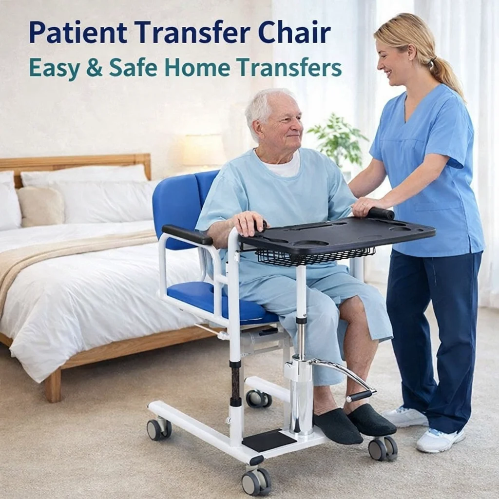 

Motorized Patient Lift Chair, Hydraulic Adjustable for Safe Home Transfer & Mobility | Effortless Caregiving Solution