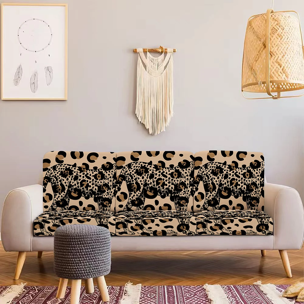 Summer Outdoor Leopard Print Sofa Cover, Elastic Milk Silk Couch Protector, Pet - Friendly, Washable, Fits