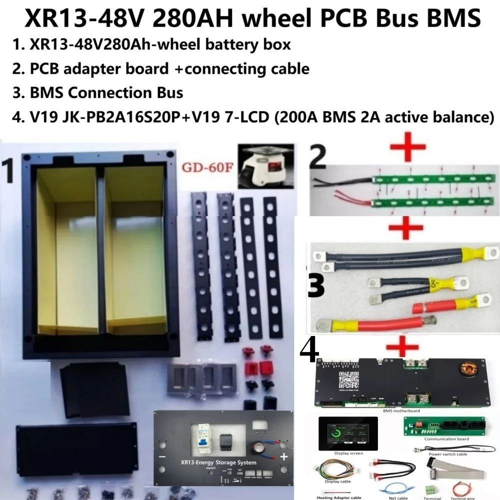 XR13 MB314 16S 51,2V 7 Zoll LCD JK BMS LiFePO4 Batteriebox DIY-Kit für EVE CATL 310AH MB314 320AH – Detail 3