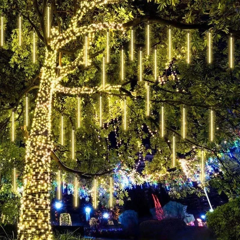 Guirnalda de luces LED para decoración navideña, tubos de lluvia de meteoritos, guirnalda de calle para Año Nuevo, boda, árbol de Navidad, 32/24/16/8