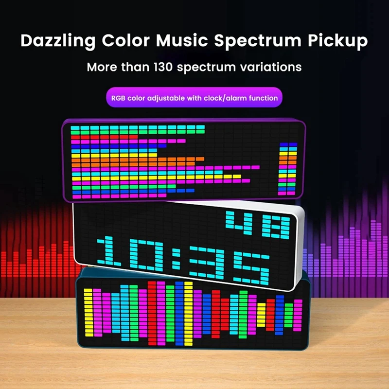 LED Music Spectrum Display RGB Light Colorful Spectrum Pickup Atmosphere Lamp Voice Control Level Indicator