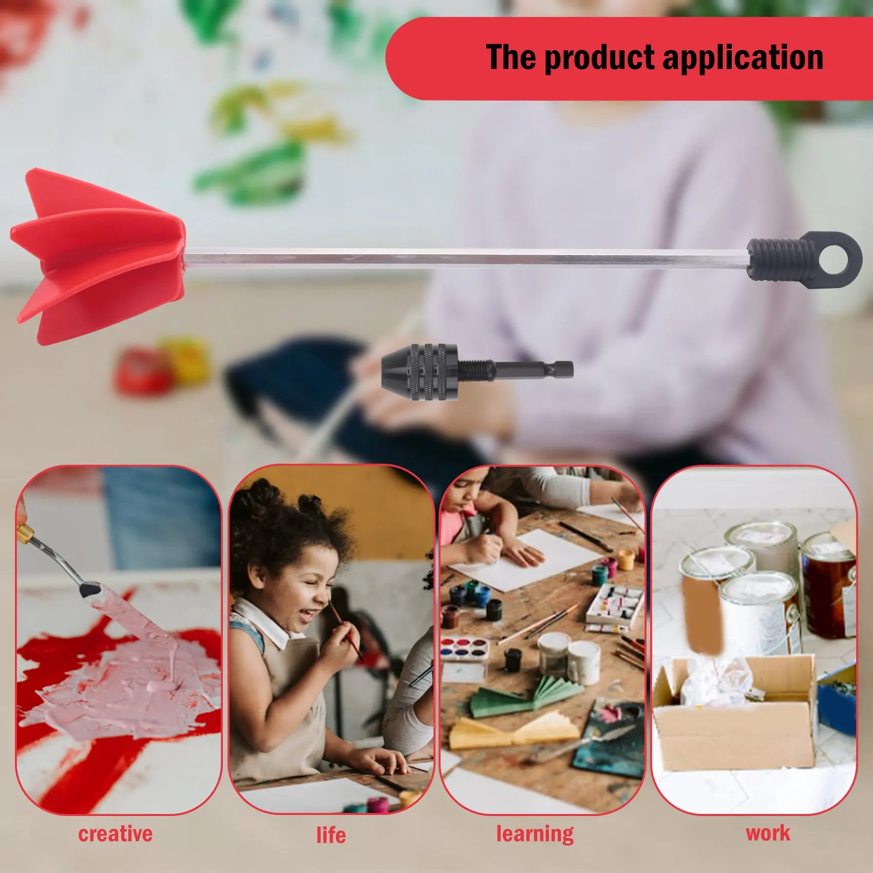 

AC23-Paint Mixer & Epoxy Mixer Attachment With 1/4Inch Hex Shank Drill Chuck For Mixes Epoxy Resin,Latex,Oil Paints