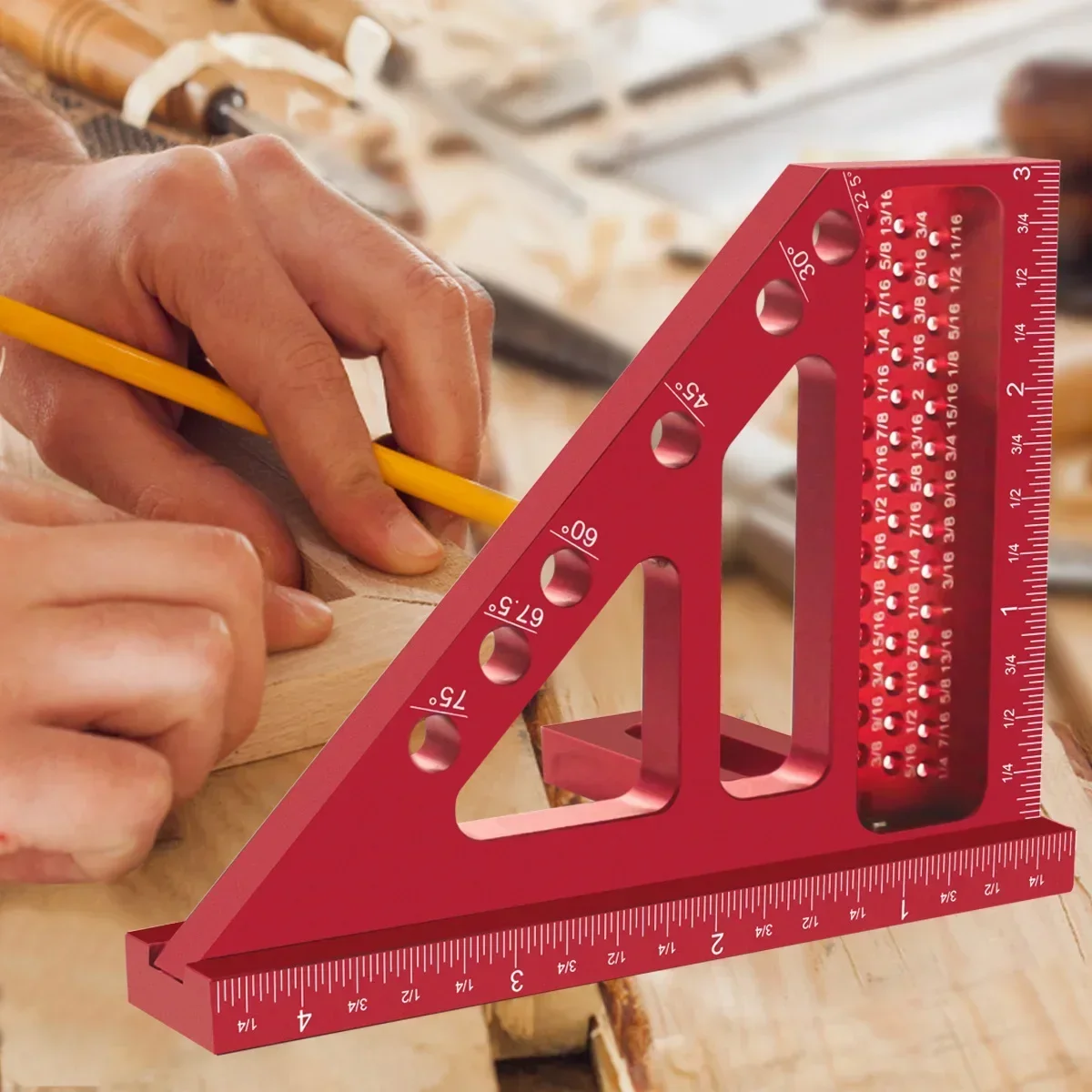 

Imperial 3D Multi-Angle Measuring Ruler, 45/90 Degree Aluminum Alloy Woodworking Square Protractor for Engineer Carpenter