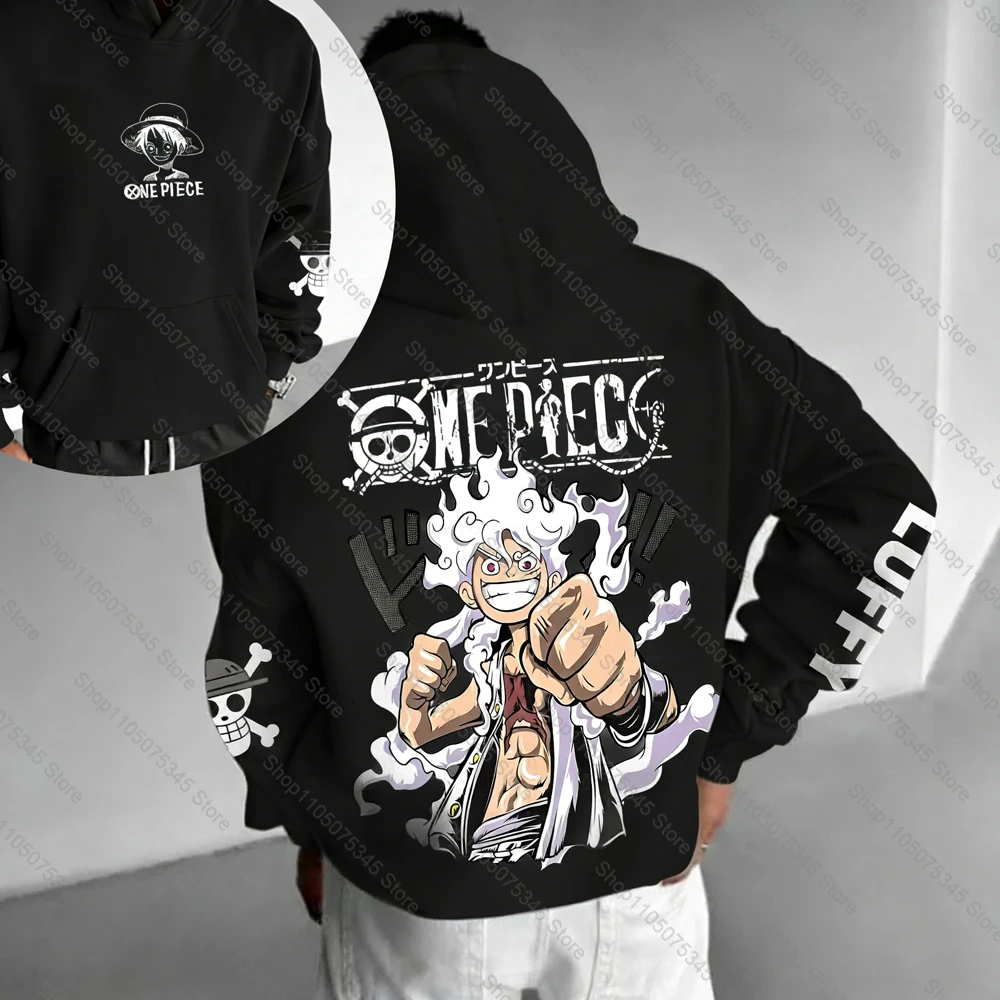 

Толстовка с капюшоном ONE PIECE, японский мультяшный анимационный принт, сохраняющий тепло, толстовка для студентов, свободная одежда из чистого хлопка, одежда Ins Tide
