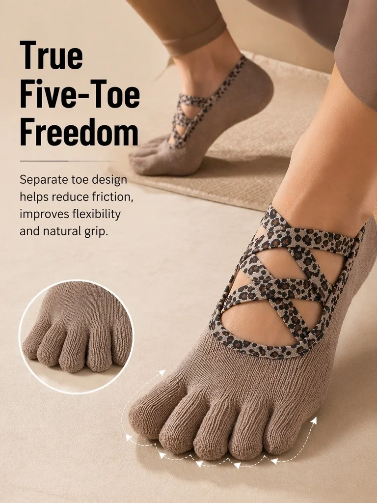 Women's Yoga Socks, Leopard Print Elastic Band, Leopard Print Style, Silicone Non-Slip Dance Sports Socks, Indoor Pilates Floor Fitness Socks, Pilates, Women's Sports Casual Socks, Sports Socks, Gym, Sports, Dance Accessories