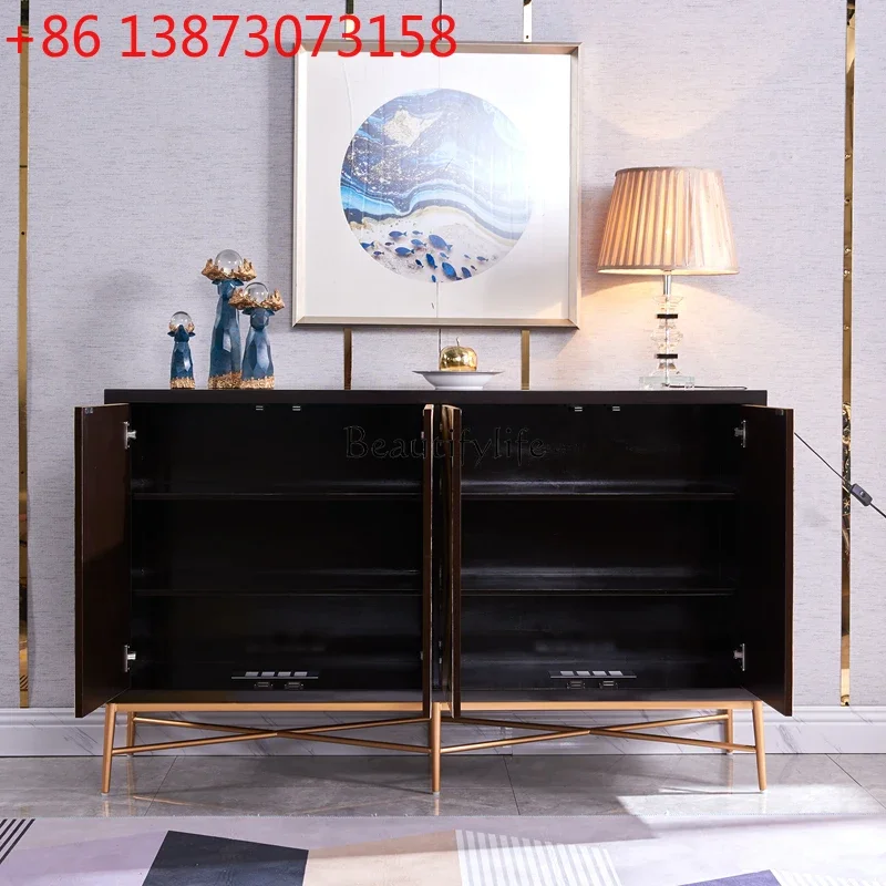 Light luxury three-color shell entrance solid wood decorative cabinet simple Hong Kong-style dining side cabinet