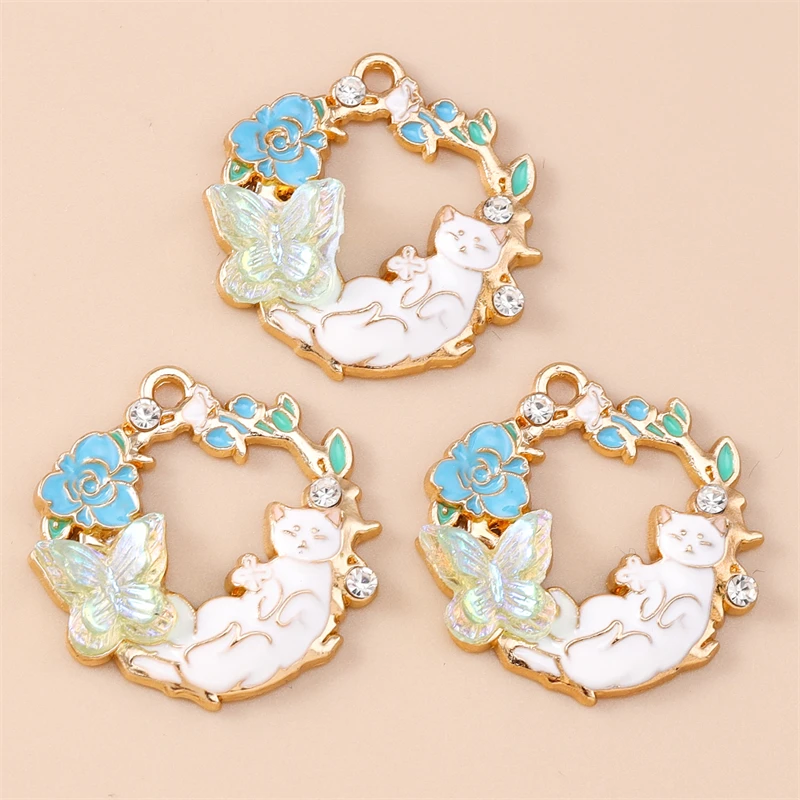 20 Stück Gemischte Cartoon-Tier- und Katzen-Anhänger, Emaille-Blumen-Charms für Schmuckherstellung, Halsketten, Ohrringe, Armbänder, DIY-Bastelgeschenke – Detail 14