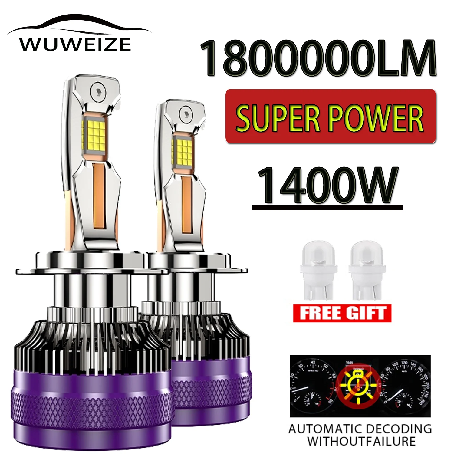 WUWEIZE LED 1400W Headlamp High Power Canbus Project 6500K Led Car 9005/HB3 9006/HB4 H1 H7 H4 H11 12V 24V 36V Headlight Lamp