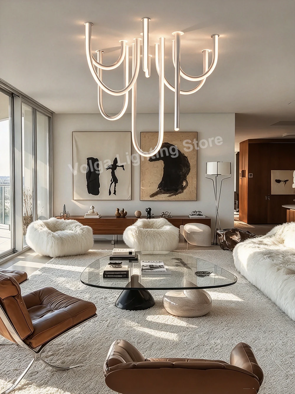 Italian New Design 2026 Ceiling Lamp U-shaped Clear Minimalist Luxury Ceiling-mounted Chandelier for Living Room Foyer Lustres