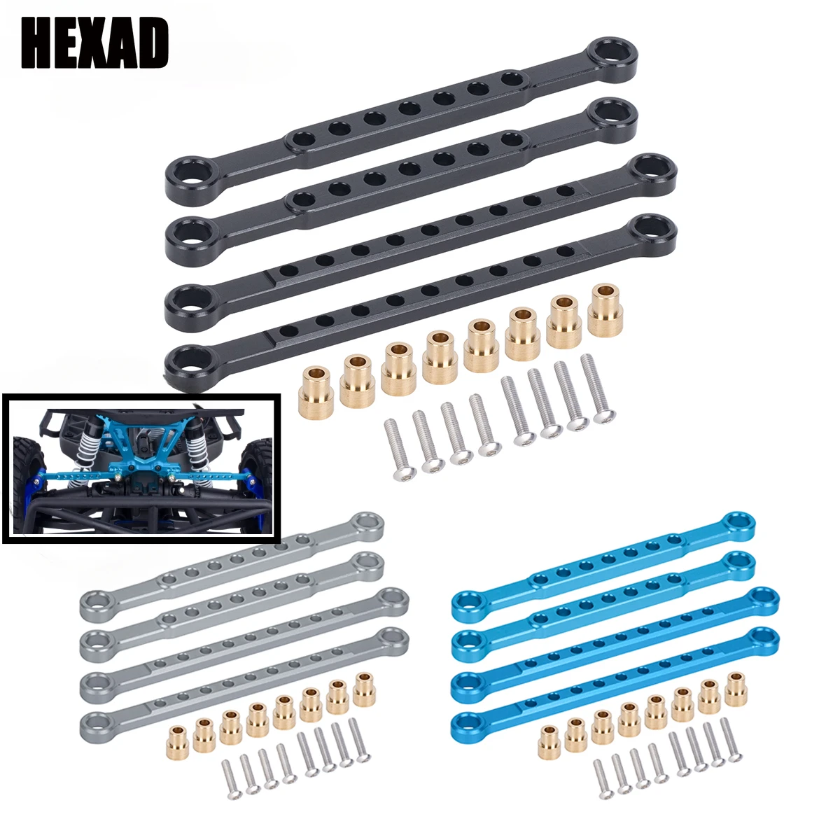 Aluminum Front & Rear Sway Bar Kit Stabilizer Durable for Traxxas 1/10 Slash 4x4 BL-2S 4WD RC Car Replacement Accessories Part