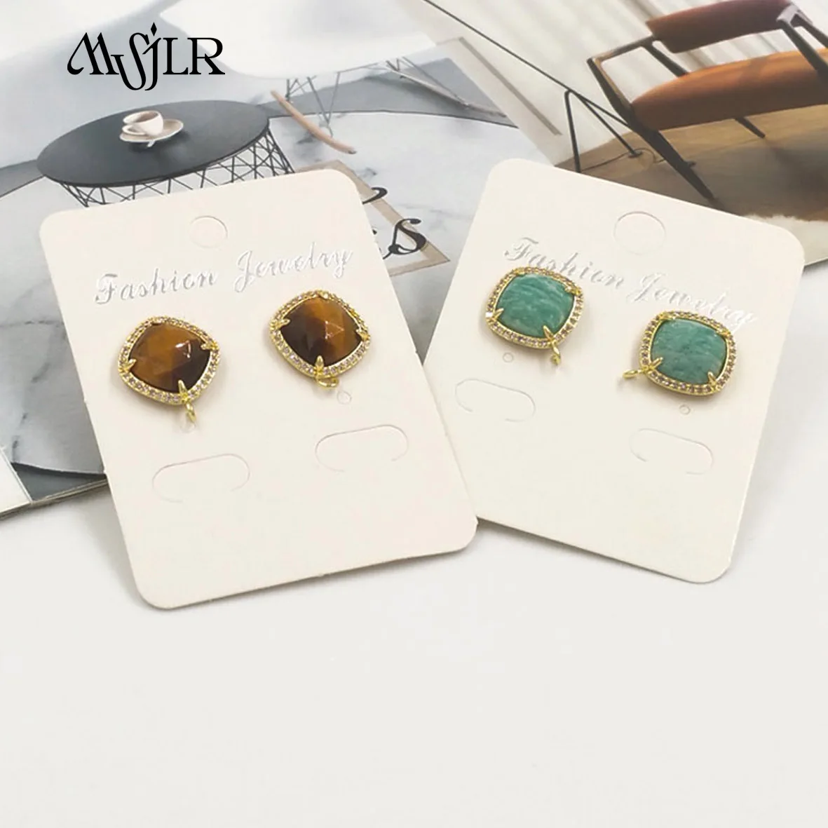 

WT-MVE133 Minority Advanced Sense Gemstone Earring Square Shape For Women Birthday Gifts Decoration