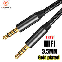 3.5mm To 3.5 mm TRRS 4 Pole Aux Cable For Phone Headphone Headset In Car Music HIFI Stereo Sound Audio Extension 0.5m 1m 2m Long