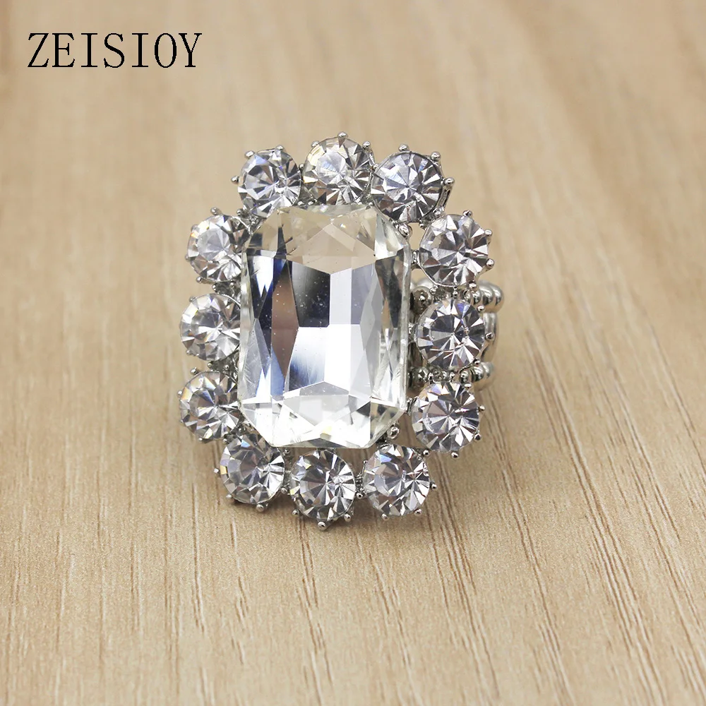 Elegant and personalized women's large ring, large glass stone, suitable for women, fashionable elastic finger ri image 3