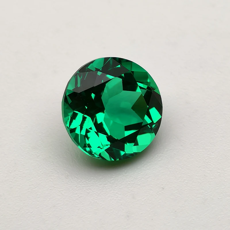 Top Hydrothermal Columbia Lab Grown Emerald Gemstone Round Cut Synthetic Emerald Stone With AGL Certificate for Fine Jewelry