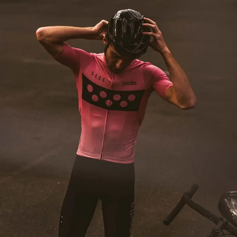 Pedal La Areo Jersey bersepeda pria, baju olahraga balap sepeda MTB lengan pendek jala udara baru 2023