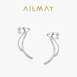 Ailmay 925 Sterling Silver Ear Clip Earring Fashionc Advanced Non Pierced Earrings For Women Girls Party Accessories Jewelry