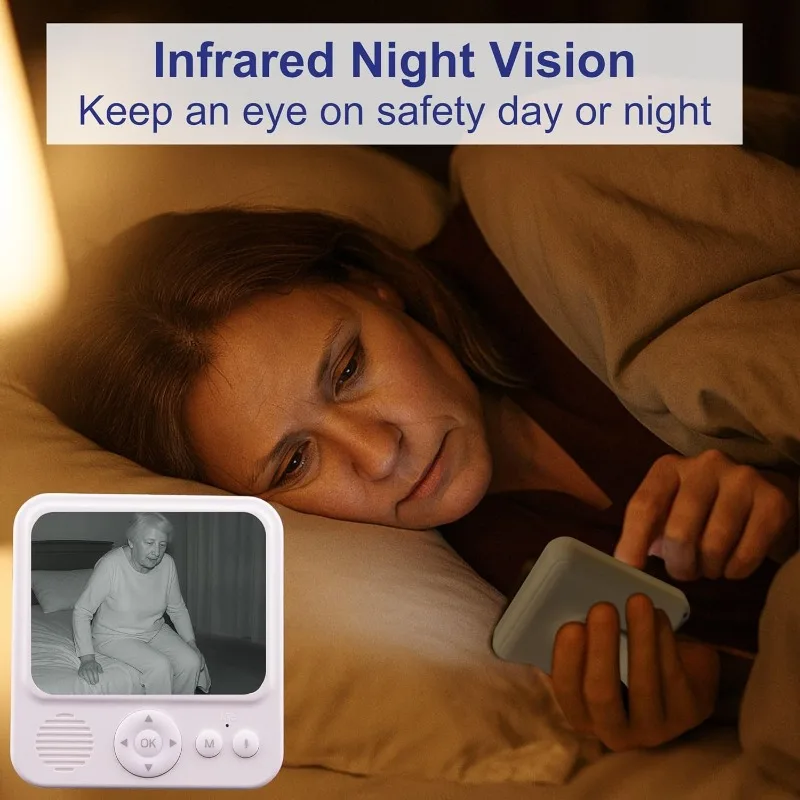 Monitor Video Intelligente per Assistenza Adatto per Bambini, Portatile, Ricaricabile, Visione Notturna a Infrarossi, Connessione Sicura, Senza WiFi