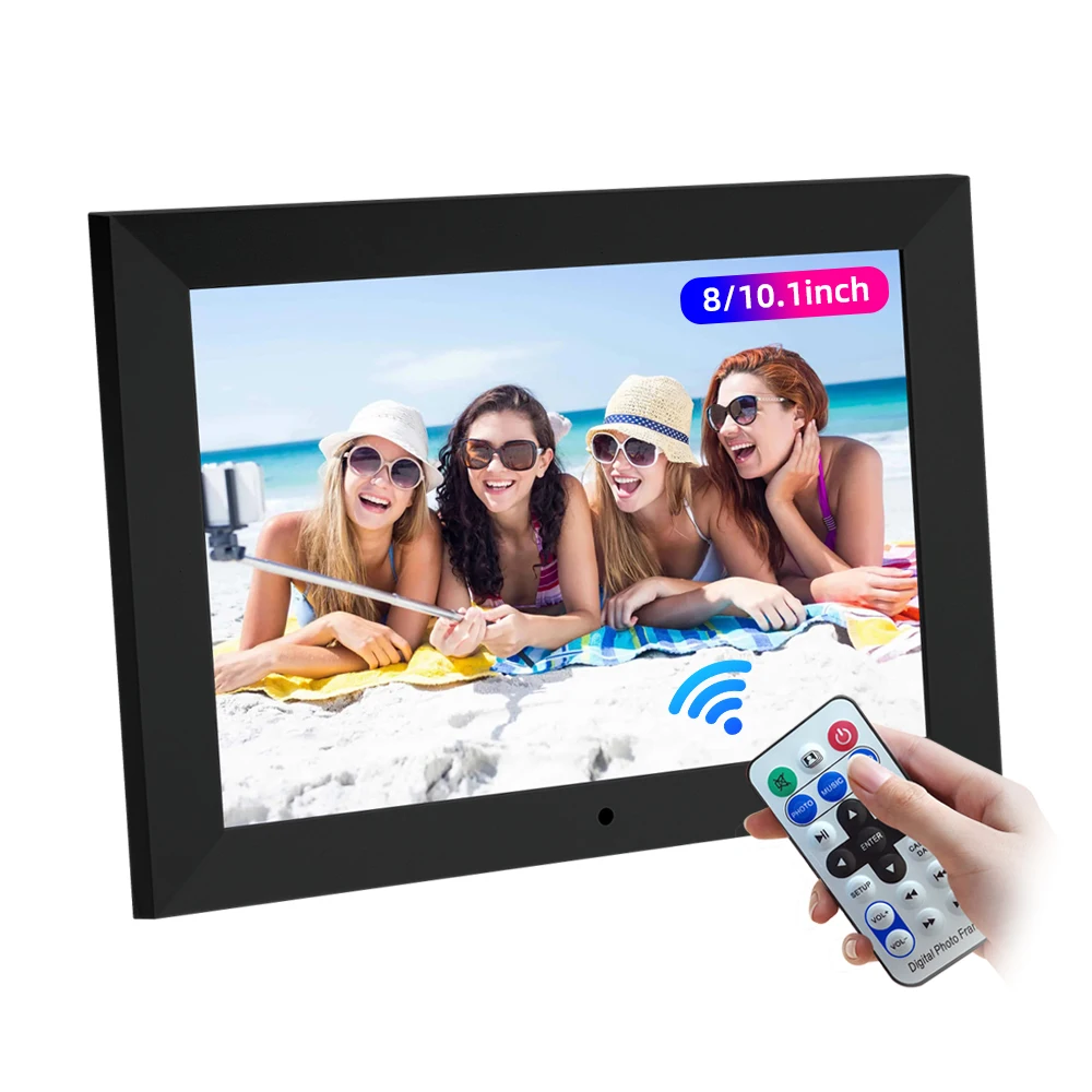 

10,1-дюймовая цифровая фоторамка IPS 1280x800 HD с пультом ДУ, USB, SD, воспроизведением видео и музыки, будильником, для дома и коммерческого использования