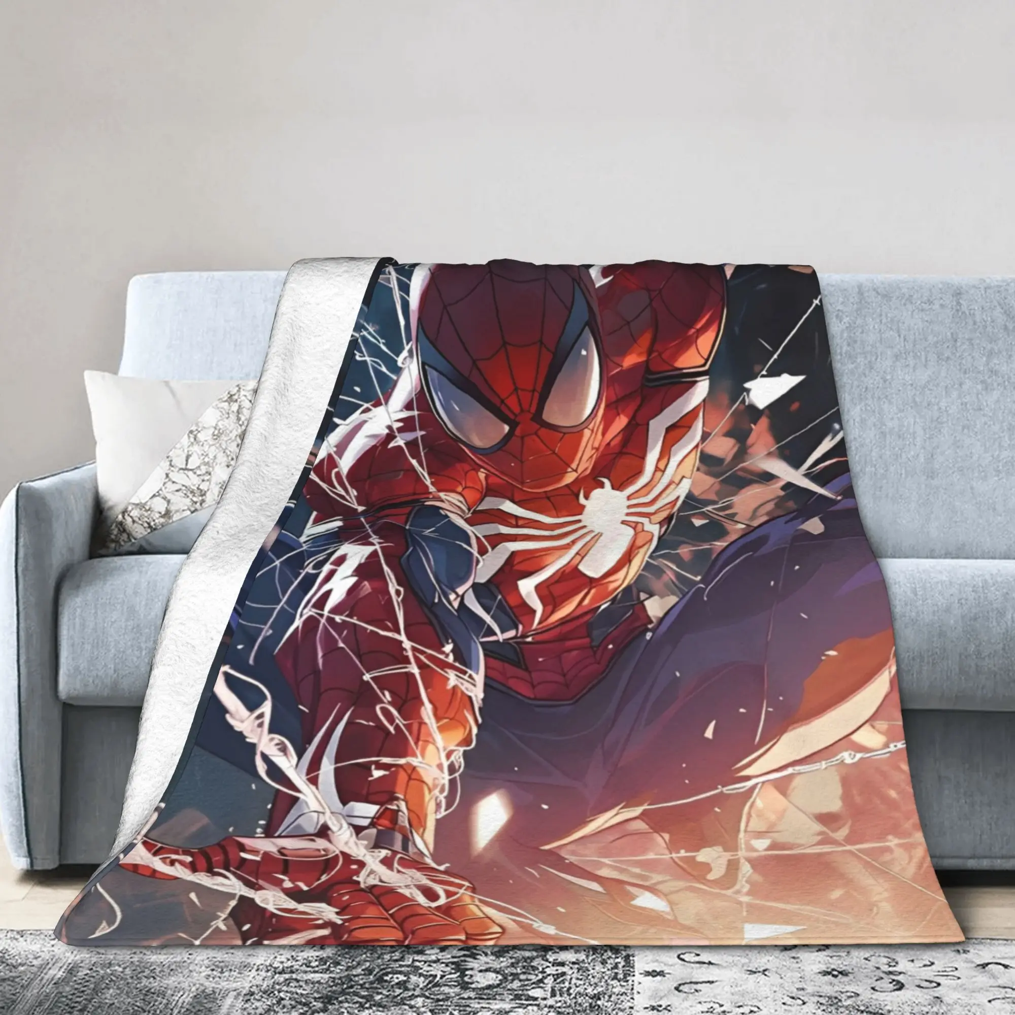 بطانية سبايدر مان سوبر هيرو الهزلية متعددة المقاسات دافئة ومريحة منفوشة للأريكة والسرير #3
