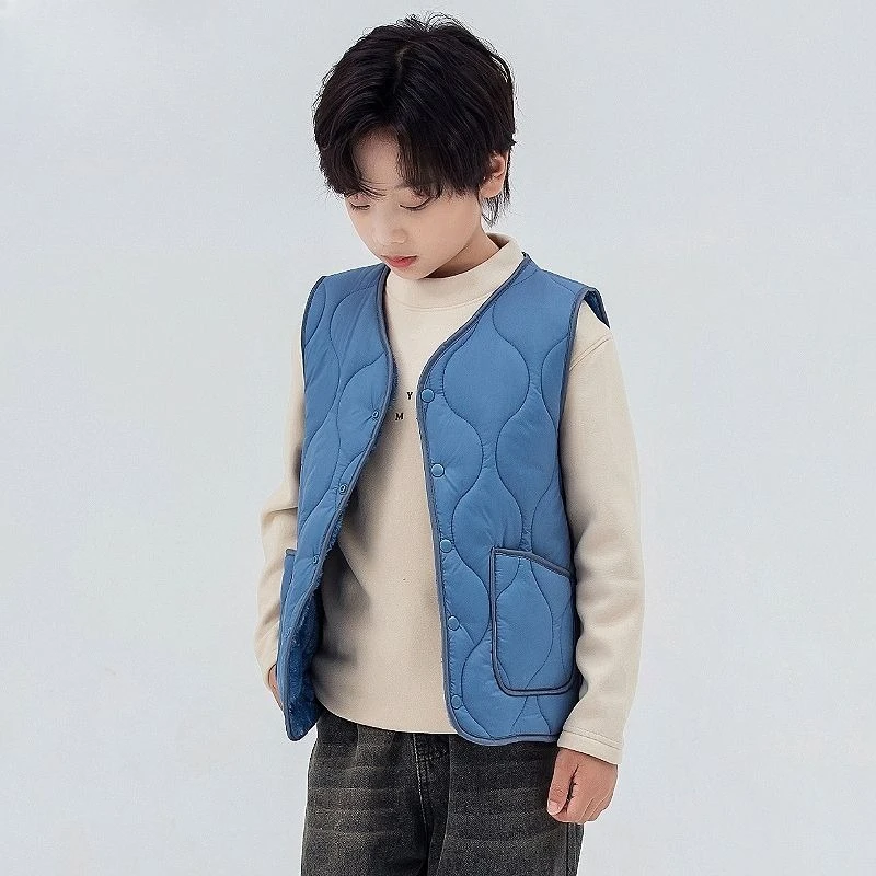 

Autumn Winter Kids Cotton Vest Fleece Lined Unisex Thermal Inner Layer Vest Outerwear for Medium Large Kids Cozy Lightweight