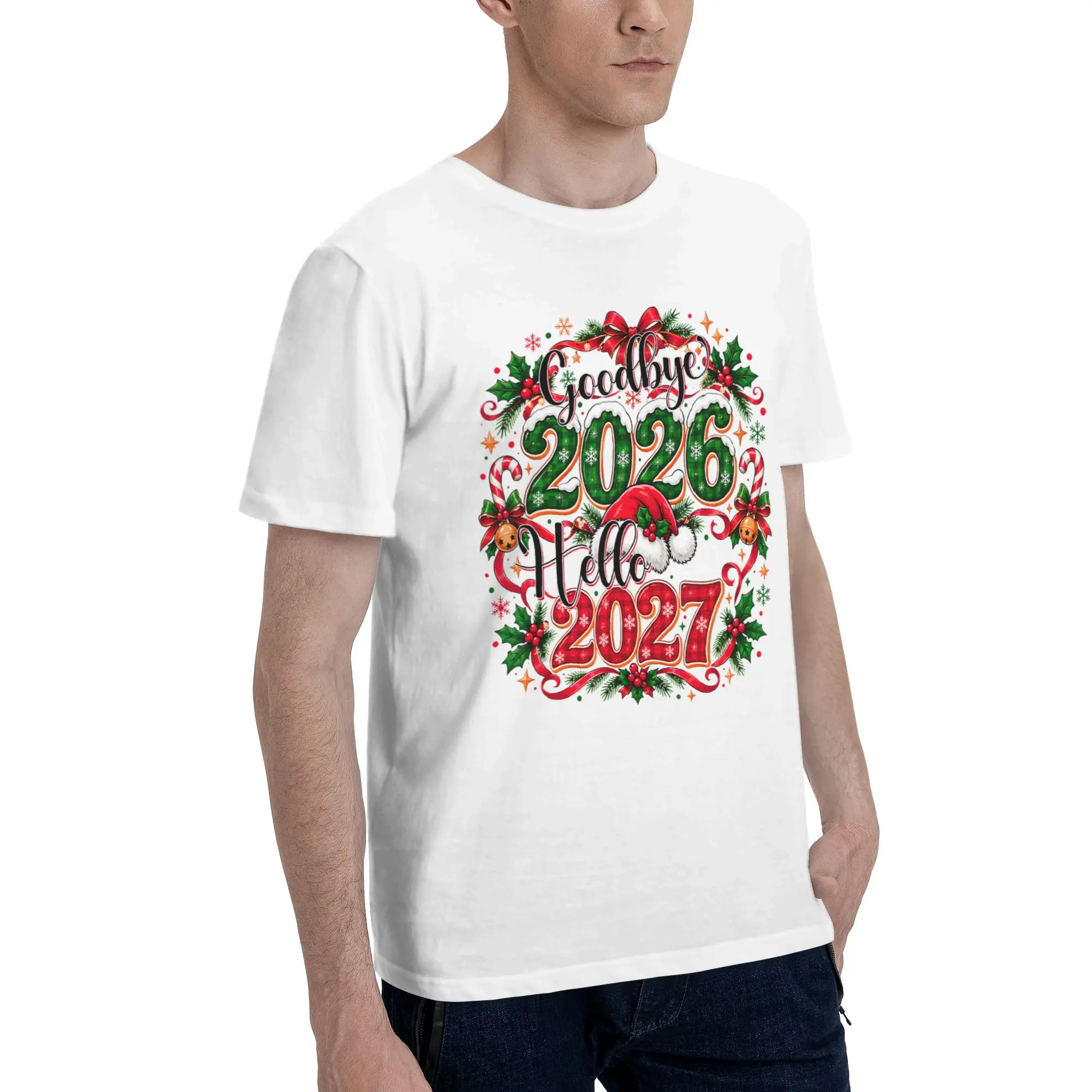 Good Bye 2026 Hello 2027 Graphic Printing T Shirts Men Women  100% Cotton  Tee Shirt Clothing