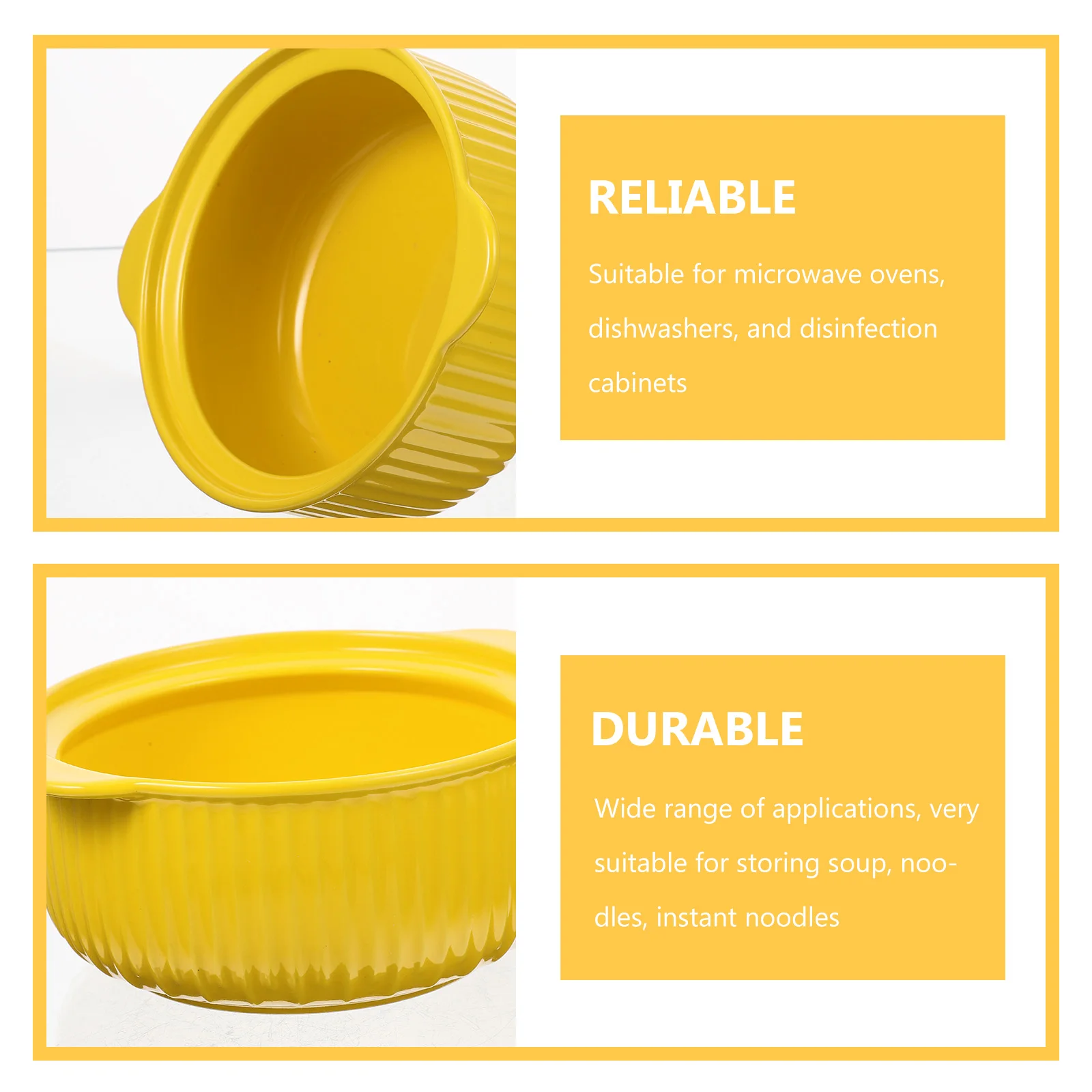 

Double-Handle Ceramic Soup Bowl Household Colored Large Heat-Resistant Microwave Safe Decorative Multi-Function Kitchen