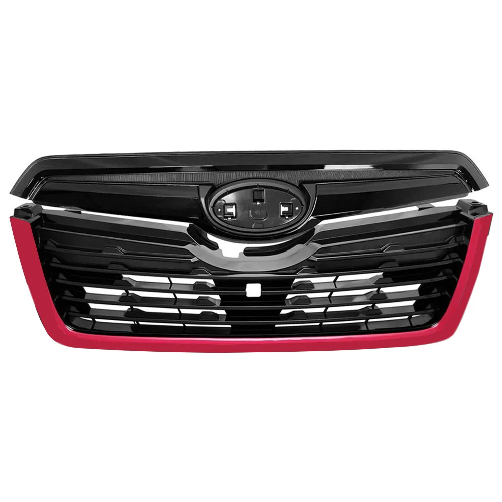 Abs Oem Style Front Grill Mesh Kit GLoss Black W. Red Strip For Subaru Forester 2019 2020 2021 Upper Bumper Grille Racing Grills