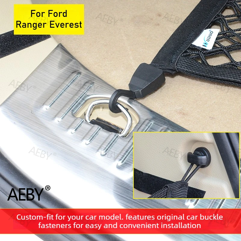 

AEBY For Ford Ranger Everest 2015-2021 Elastic mesh trunk storage bag,Hook stretchable mesh trunk organizer,accessories