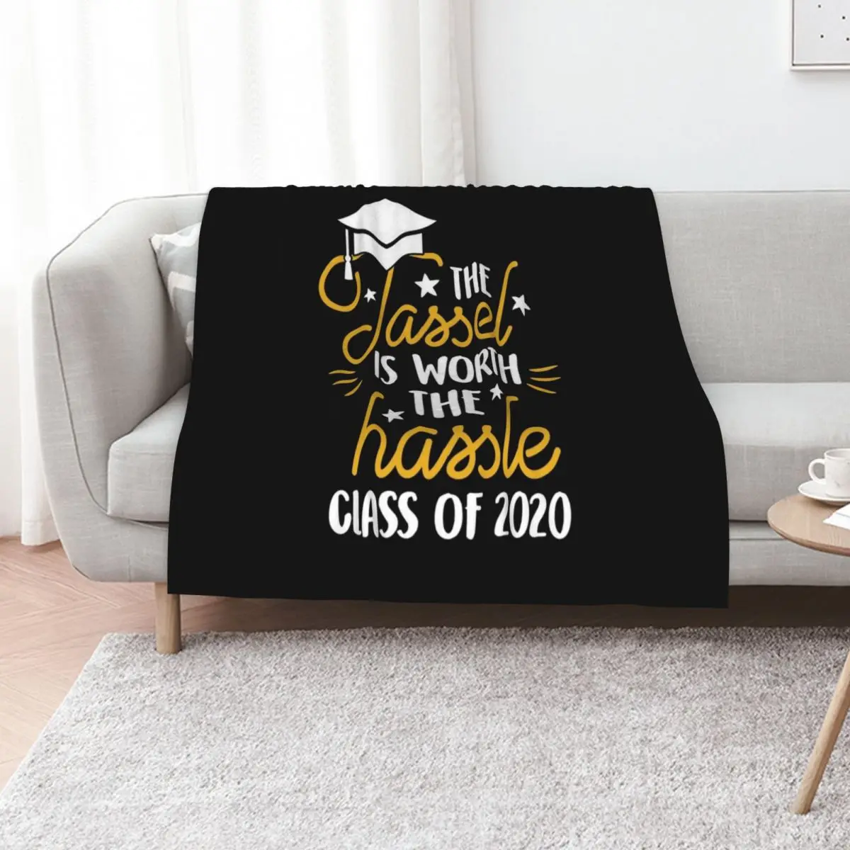 La manta con borlas que vale la pena la pena esfuerzarse por ella, manta acogedora para sofá, regalo de graduación para estudiantes de la clase de 2020, primavera y otoño