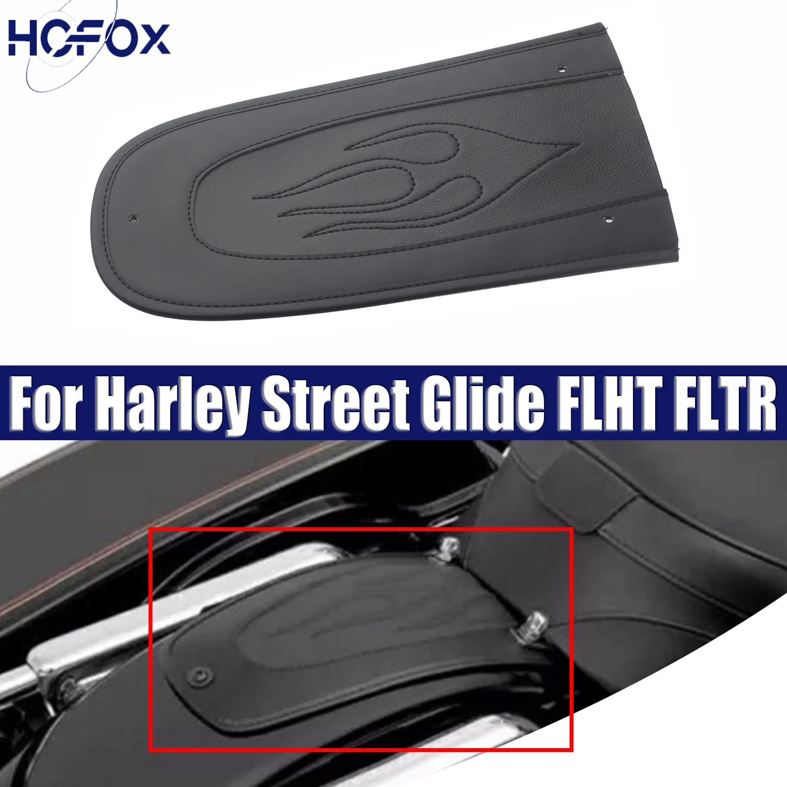 

For Harley Street Glide FLHT FLTR Motorcycle Flame Stitch Leather Rear Fender Bib Cover Pad Accessorie