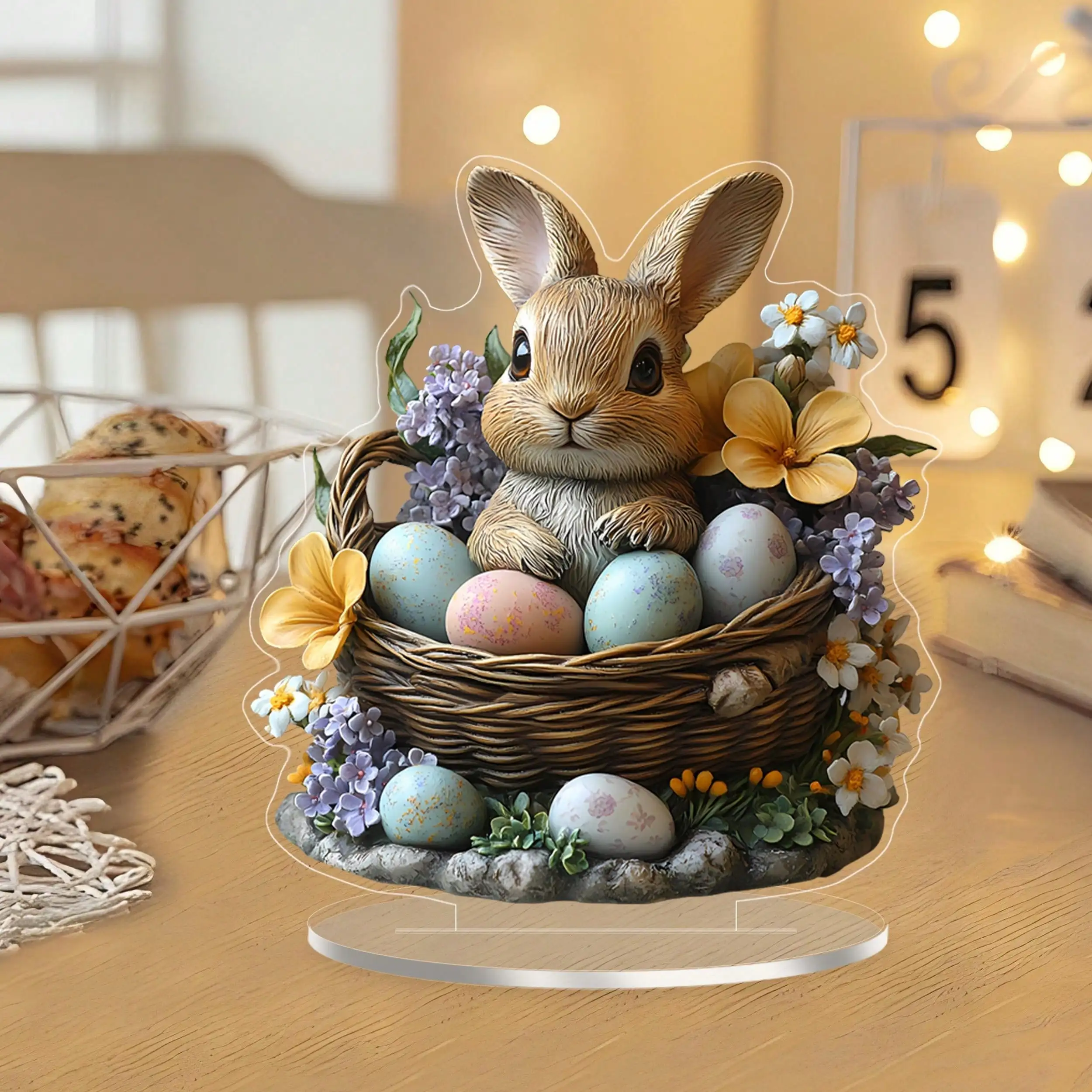 1PCS Rabbit Easter Egg Desktop Decoration Sculpture Ideal Holiday Decora Home Decora Holiday Decora Gift for Family and Friends