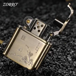 ZORRO Kerosene Lighter Windproof Retro Engraving Plum Blossom Grinding Wheel Lighter Cigarette Lighter