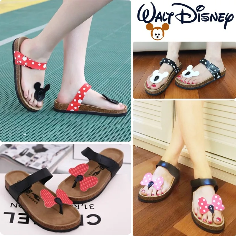 Disney Mickey Mouse Sandals Flip Flops Women Cute Summer Thong Slippers Cartoon Outdoors Sand Beach Shoes Girls Casual Slippers