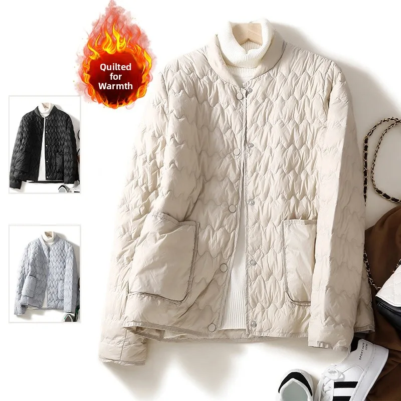 Lightweight Pure Color down Cotton Warm Coat plus Size Women's Faionable Stand Collar Double ket Anti-aging Cotton Jaet