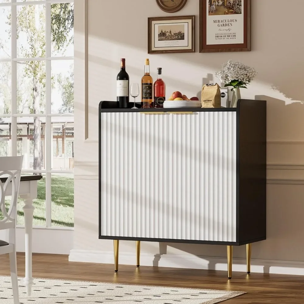 

Coffee Bar Cabinet with Wine Rack & Glass Holder, Kitchen Wine Cabinet with Drawer and Storage, Liquor Bar Cabinet