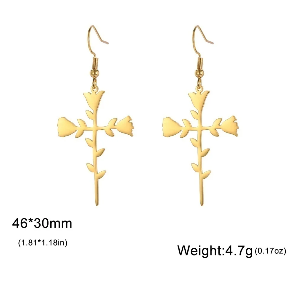 Eueavan Sweet Roses Dangle Earrings for Women Girls Stainless Steel Flowers RomanticJewelry 2024 Trend Valentine's Day Gifts image 6