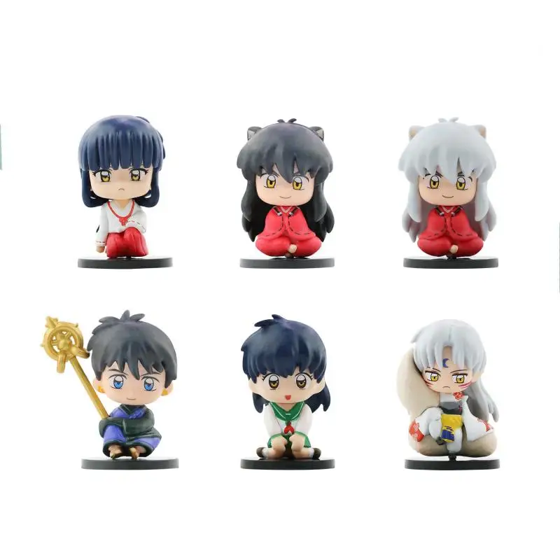 1Pcs Inuyasha Kikyo Sesshoumaru Higurashi Kagome Anime Q Version Doll Model Toy Action Figures Cartoon Doll Pvc Model Ornaments