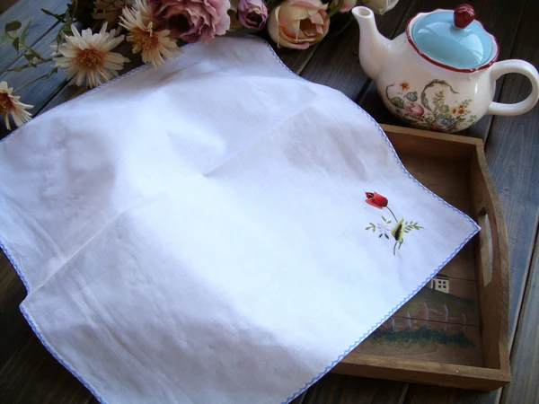 Cotton hand embroidered cloth napkin square cover 40CM British retro style handkerchief