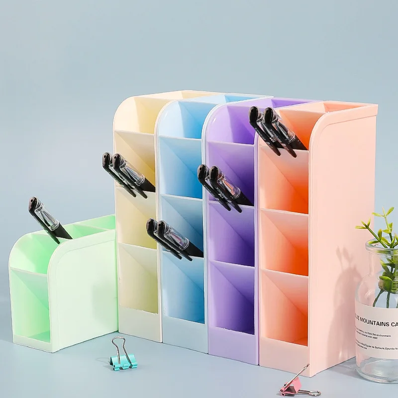4 Grids Desktop Pen Stationery Organizer Holder Pencil Makeup Brush Storage Box Office School Drawing Pen Insertion Display Rack