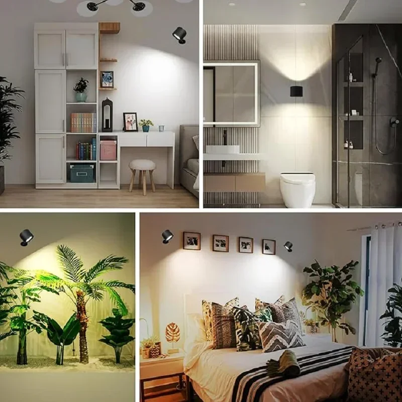 LED Touch Wall Lamp 360° Rotatable Wireless Spotlight Rechargeable With Remote Control For Bedroom Living Room Reading Lighting