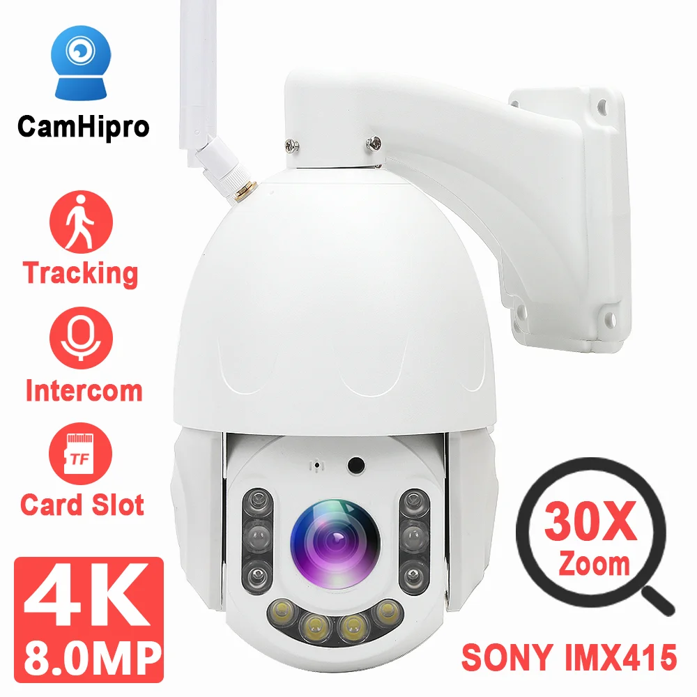 

5MP/8MP 4K WIFI Security Camera 30X Zoom Auto Tracking Color Night Vision Two Way Audio TF Card Slot CamHi Outdoor CCTV Camera