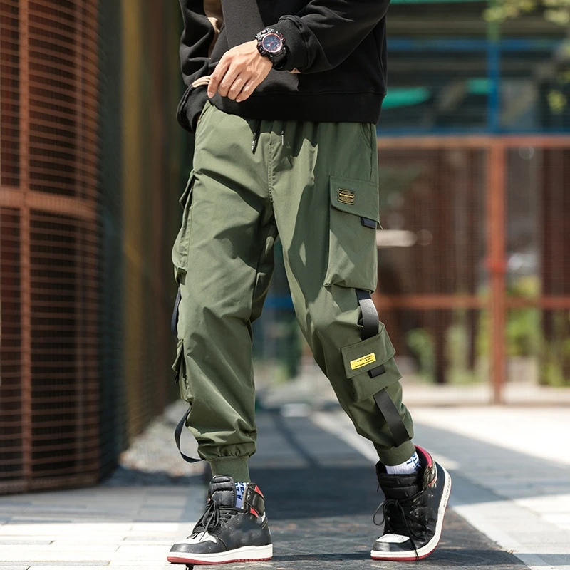 2024 New Fashion Men's Cargo Pants Casual Hip Hop Hit Color Multiple Pockets Trousers Streetwear Sportswear Sweatpants