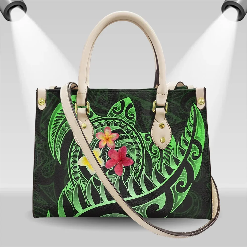 Polynesian Hawaiian Aotearoa Maori Turtle Silver Fern Print Women Top Handle Bags Casual Lady Crossbody Bag Clutch Sac Femme