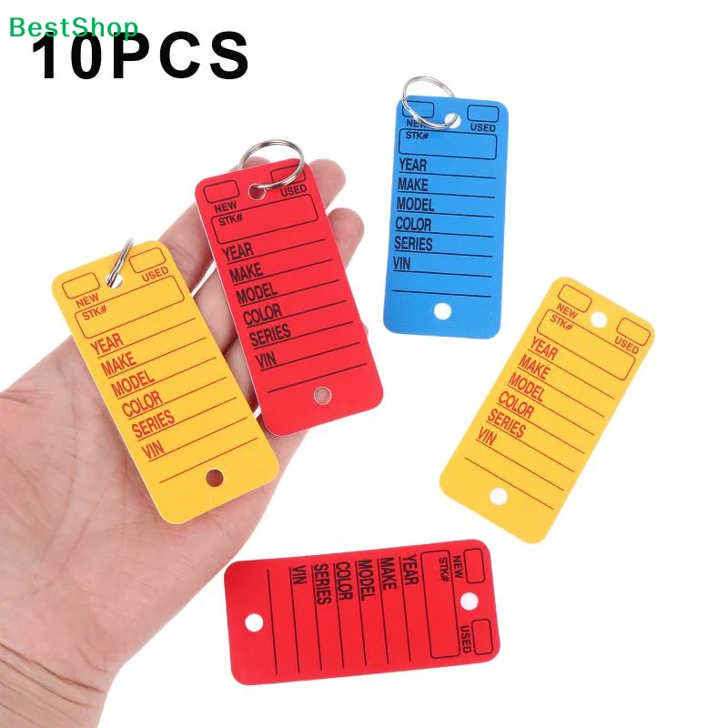 〔Q〕10Pcs Stylish Card-shaped Car Keychain Pet Name Tag Waist DIY Accessory Bag Charm Decoration Handwritten Label