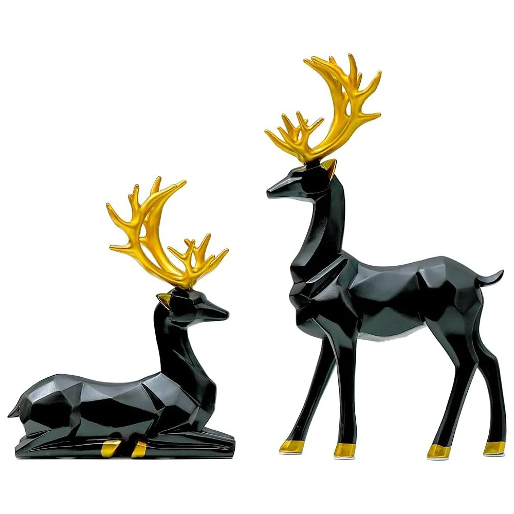 Creative Resin Geometric Reindeer Sculpture, Perfect for Christmas/Halloween/Birthday Gifts, Desk and TV Cabinet Decoration