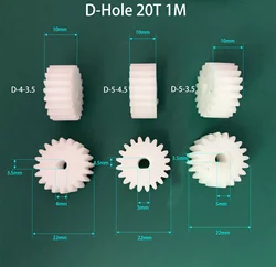 D Shape Profiled Hole 20T 1M Spur Gear 20 Dentes OD=22mm POM Plastic Cog-wheel DIY Repair Parts