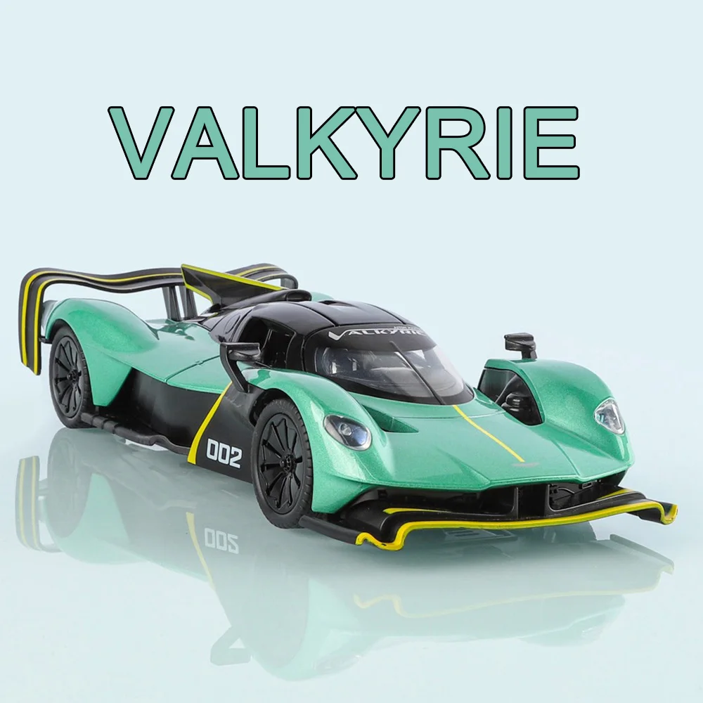 Modelos Valkyrie fundidos a presión de aleación 1:24, coches de juguete con música ligera, puertas de vehículos en miniatura, adorno de modelo de coche deportivo abierto