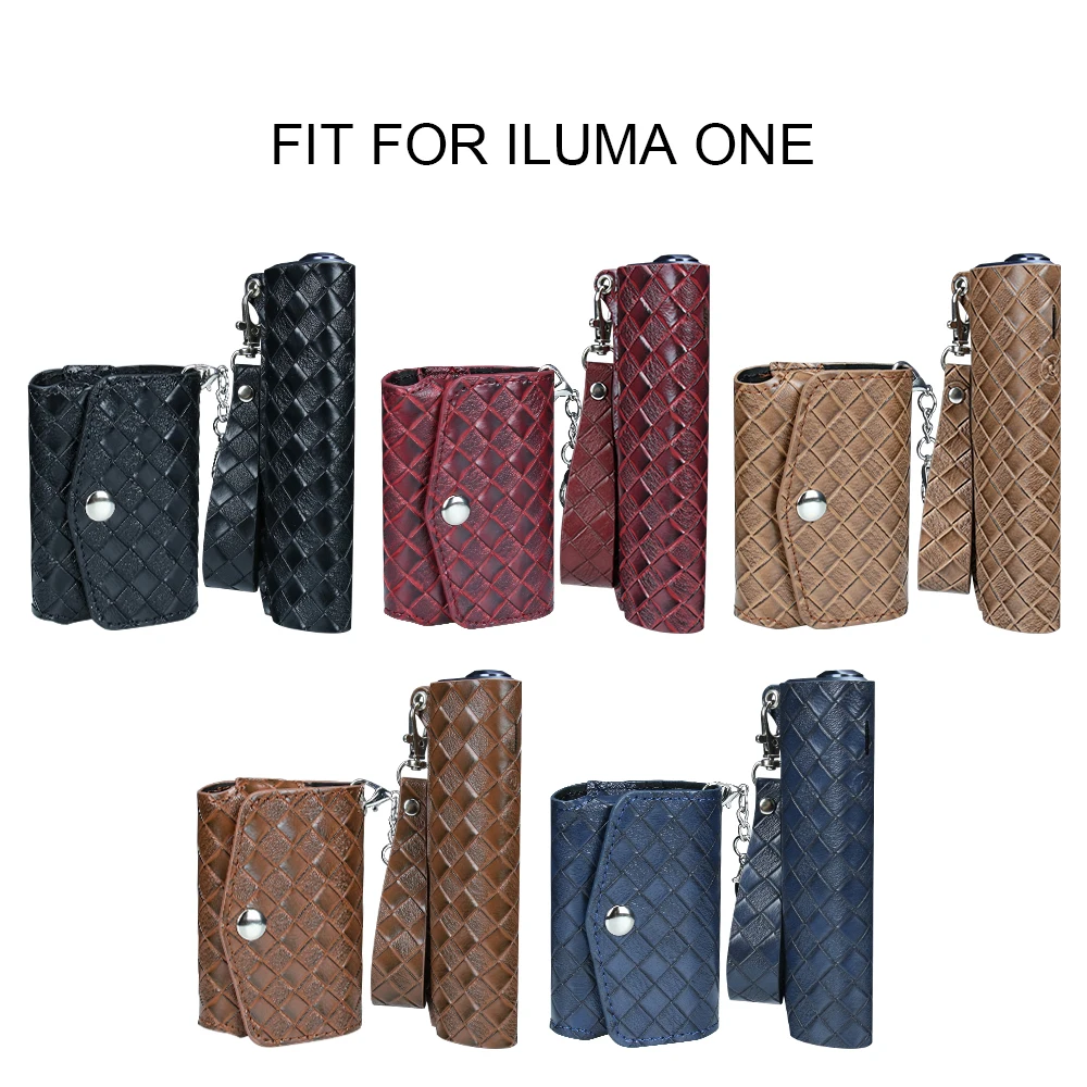 

5 Color Braided Pattern Cigarettes Storage Holder and Case for IQOS ILUMA ONE Decorative Protective Non-slip Set for E-cigrettes