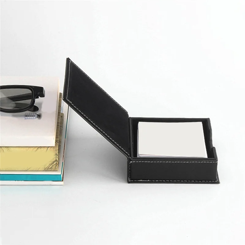 

PU Leather Memo Box Desk Accessories Organizer Card Holder Note Holder Sticky Note Storage Box Office School Supplies